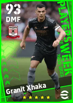 Granit Xhaka eFootball 2026 player card — 93 OVR DMF