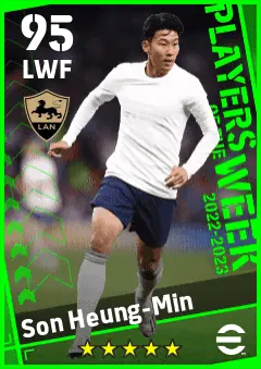Son Heung-Min eFootball 2026 player card — 95 OVR LWF