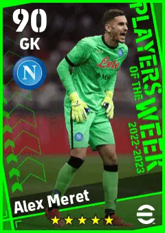 Alex Meret eFootball 2026 player card — 90 OVR GK