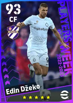 Edin Dzeko eFootball 2026 player card — 93 OVR CF