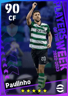 Paulinho eFootball 2026 player card — 90 OVR CF