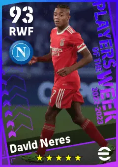 David Neres eFootball 2026 player card — 93 OVR RWF
