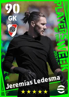 Jeremias Ledesma eFootball 2026 player card — 90 OVR GK