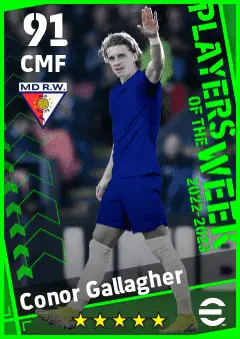 Conor Gallagher eFootball 2026 player card — 91 OVR CMF