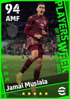Jamal Musiala eFootball 2026 player card — 94 OVR AMF