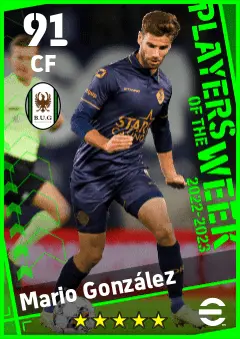 Mario Gonzalez eFootball 2026 player card — 91 OVR CF