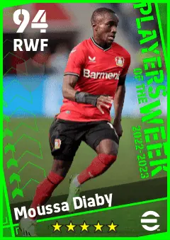 Moussa Diaby eFootball 2026 player card — 94 OVR RWF