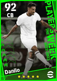 Danilo eFootball 2026 player card — 92 OVR CB