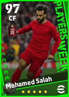 Mohamed Salah eFootball 2026 player card — 97 OVR CF