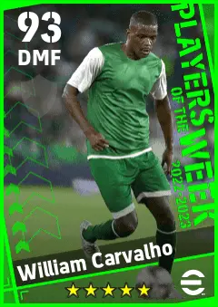 William Carvalho eFootball 2026 player card — 93 OVR DMF