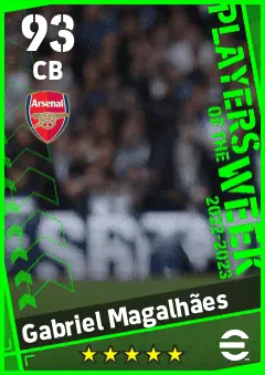 Gabriel Magalhaes eFootball 2026 player card — 93 OVR CB