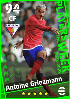 Antoine Griezmann eFootball 2026 player card — 94 OVR CF