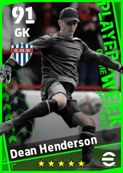 Dean Henderson eFootball 2026 player card — 91 OVR GK