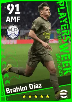 Brahim Diaz eFootball 2026 player card — 91 OVR AMF