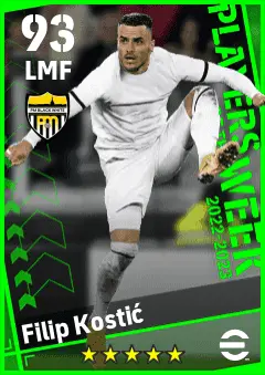 Filip Kostic eFootball 2026 player card — 93 OVR LMF