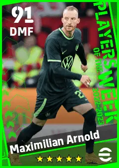 Maximilian Arnold eFootball 2026 player card — 91 OVR DMF