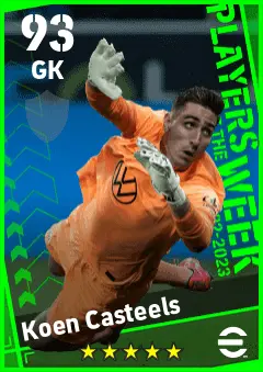 Koen Casteels eFootball 2026 player card — 93 OVR GK