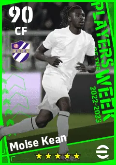 Moise Kean eFootball 2026 player card — 90 OVR CF