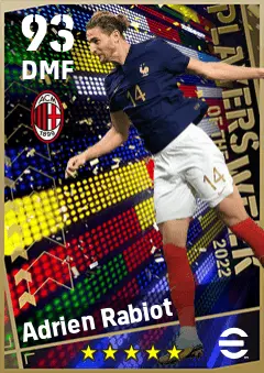 Adrien Rabiot eFootball 2026 player card — 93 OVR DMF