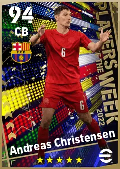Andreas Christensen eFootball 2026 player card — 94 OVR CB