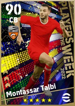 Montassar Talbi eFootball 2026 player card — 90 OVR CB