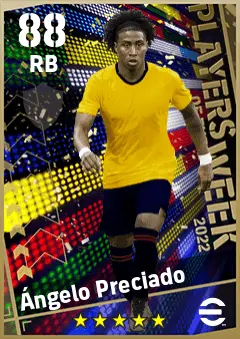 Angelo Preciado eFootball 2026 player card — 88 OVR RB