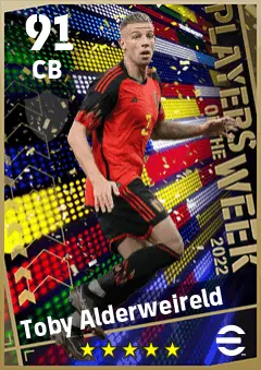 Toby Alderweireld eFootball 2026 player card — 91 OVR CB