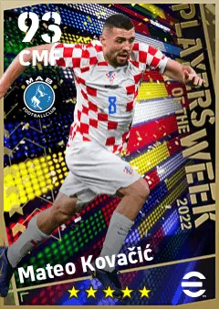 Mateo Kovacic eFootball 2026 player card — 93 OVR CMF