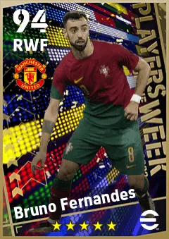 Bruno Fernandes eFootball 2026 player card — 94 OVR RWF