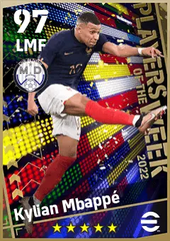 Kylian Mbappe eFootball 2026 player card — 97 OVR LMF