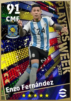 Enzo Fernandez eFootball 2026 player card — 91 OVR CMF