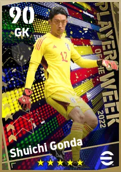 Shuichi Gonda eFootball 2026 player card — 90 OVR GK
