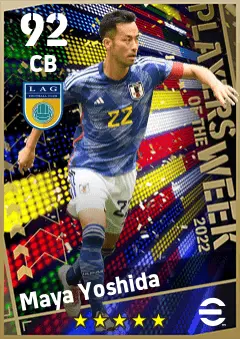 Maya Yoshida eFootball 2026 player card — 92 OVR CB