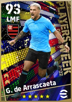 G. de Arrascaeta eFootball 2026 player card — 93 OVR LMF