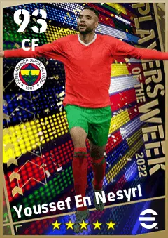 Youssef En Nesyri eFootball 2026 player card — 93 OVR CF