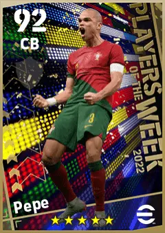 Pepe eFootball 2026 player card — 92 OVR CB