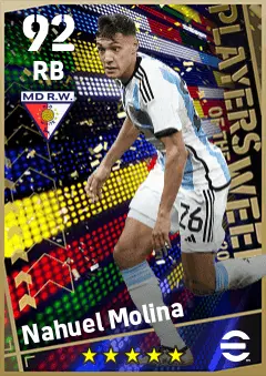 Nahuel Molina eFootball 2026 player card — 92 OVR RB