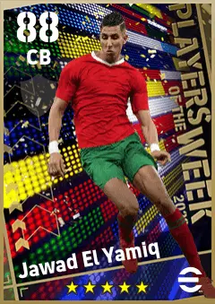 Jawad El Yamiq eFootball 2026 player card — 88 OVR CB