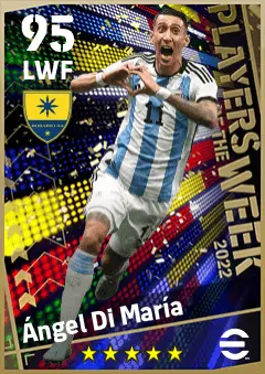 Angel Di Maria eFootball 2026 player card — 95 OVR LWF