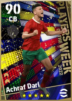 Achraf Dari eFootball 2026 player card — 90 OVR CB