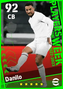 Danilo eFootball 2026 player card — 92 OVR CB