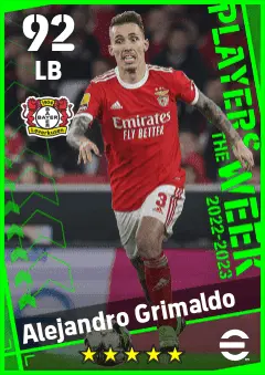 Alejandro Grimaldo eFootball 2026 player card — 92 OVR LB