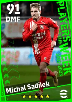Michal Sadilek eFootball 2026 player card — 91 OVR DMF