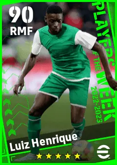 Luiz Henrique eFootball 2026 player card — 90 OVR RMF