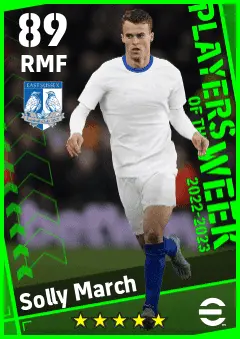 Solly March eFootball 2026 player card — 89 OVR RMF