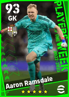 Aaron Ramsdale eFootball 2026 player card — 93 OVR GK