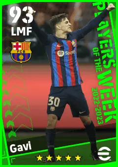 Gavi eFootball 2026 player card — 93 OVR LMF