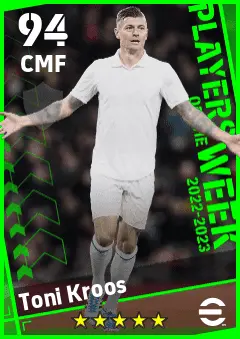 Toni Kroos eFootball 2026 player card — 94 OVR CMF
