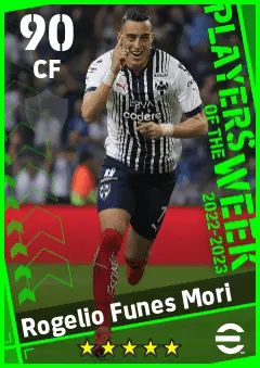 Rogelio Funes Mori eFootball 2026 player card — 90 OVR CF
