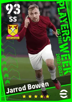 Jarrod Bowen eFootball 2026 player card — 93 OVR SS